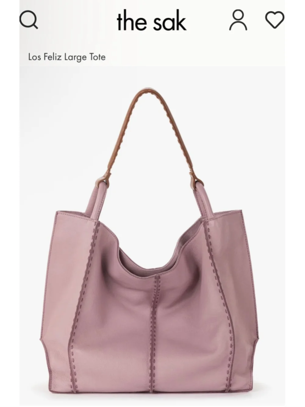The Sak Los Feliz Leather Tote Bag Pink Rosewood Vintage Finish NWT